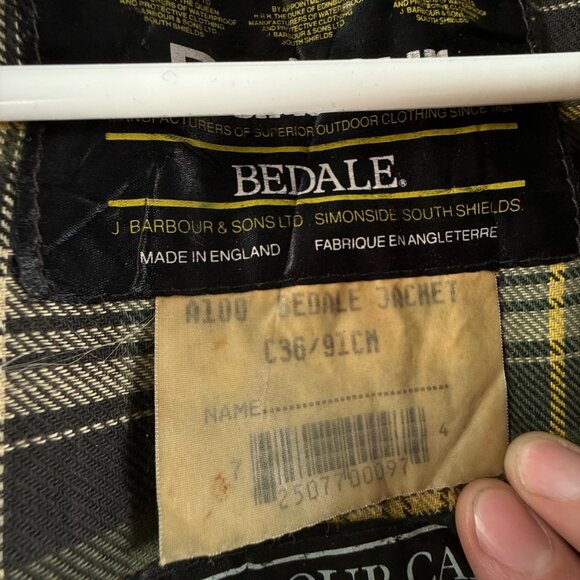 Barbour Bedale A100 Green Size 36 Waxed Jacket Men Outdoors Snap Zip Hunting - Picture 11 of 16